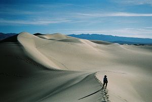 hiker on a long ridge