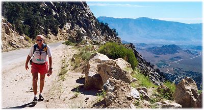 Ron climbing the Whitney Portal road